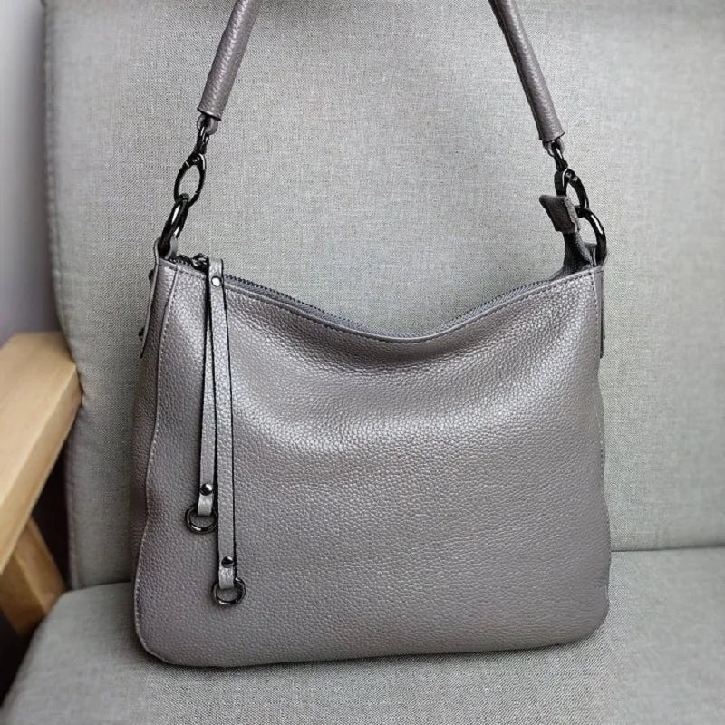 100% Genuine Leather Women's Shoulder Bag High Quality Cowhide Handbag