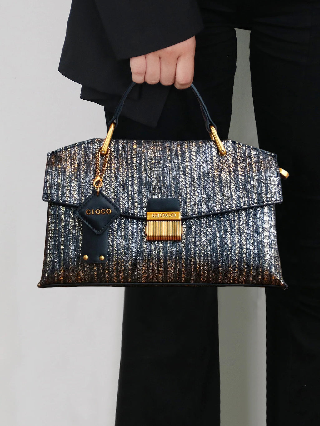 Retro blue snake-shaped high-grade handbag fashion luxury handbag large-capacity