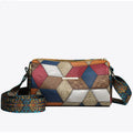 Distinctly ethnic style shoulder strap design neutral color rectangular crossbody bag