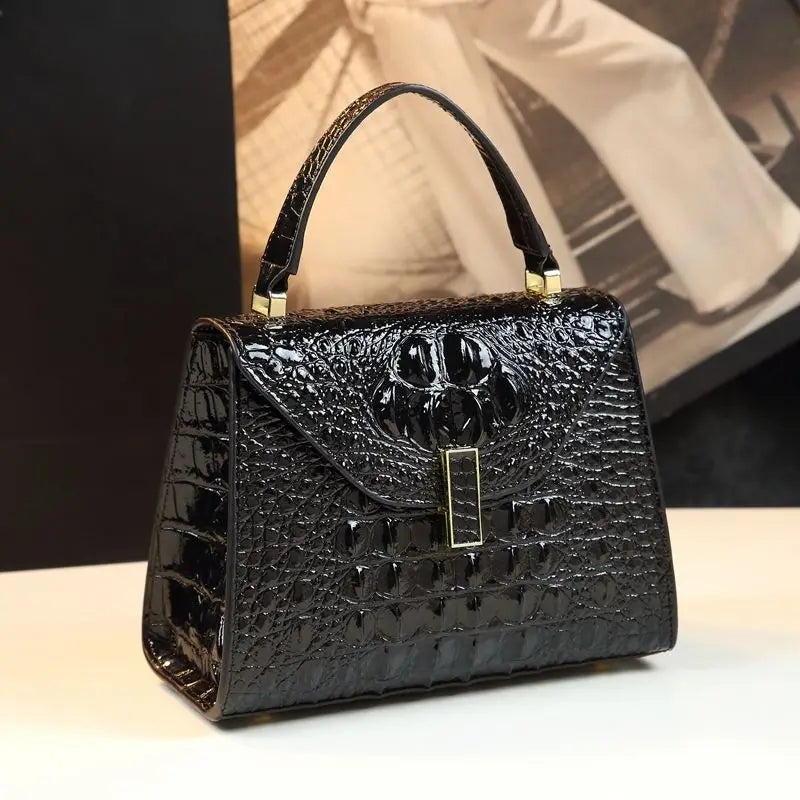 Luxury Design Cowhide Fashion Crocodile Print Handbag