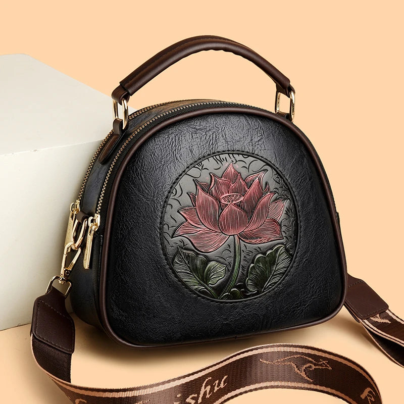 Vintage Handbag Women Shoulder Bag Luxurious Designer Round Bag High-quality