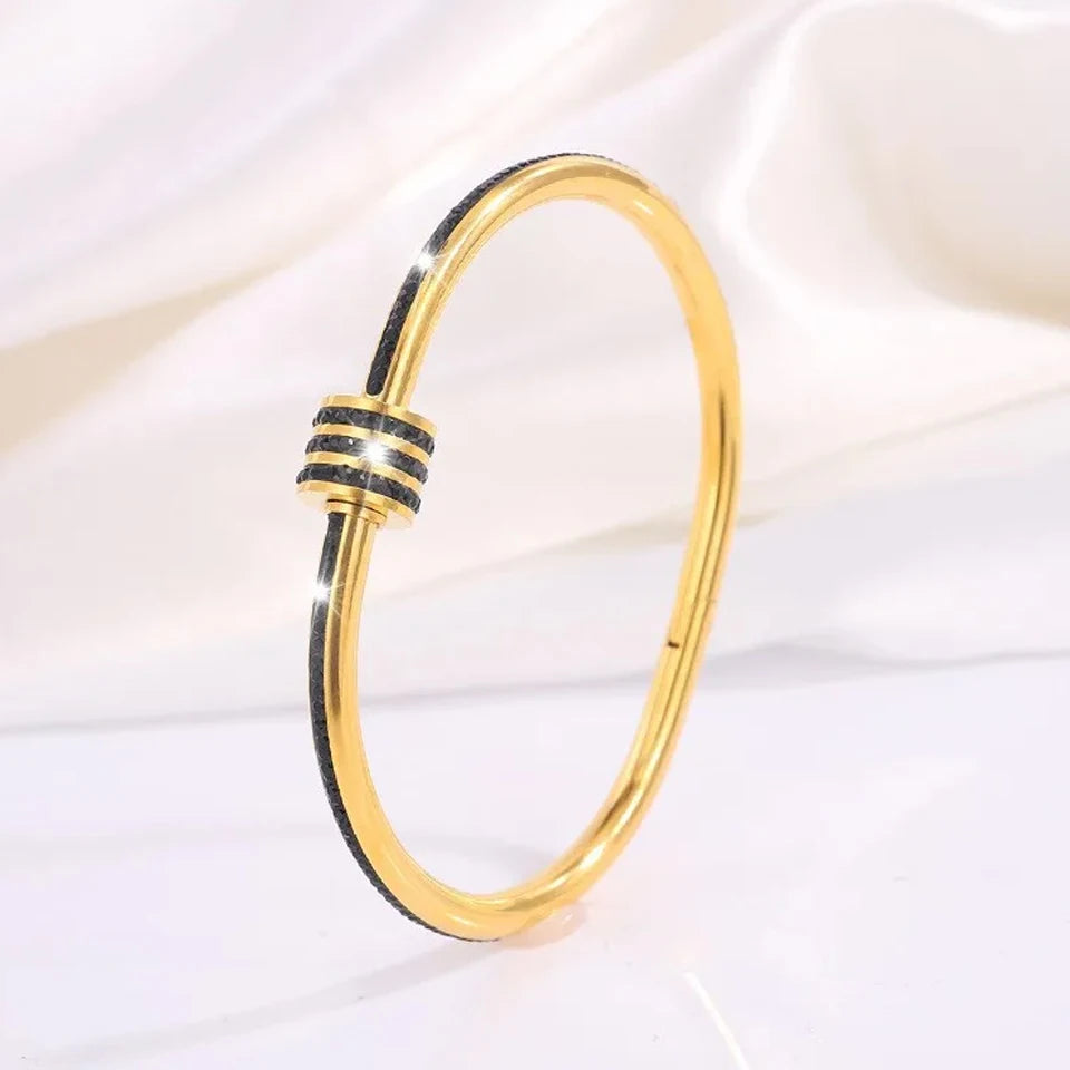 5/1pcs Sparkling Zirconia Inlaid Stainless Steel Bracelet