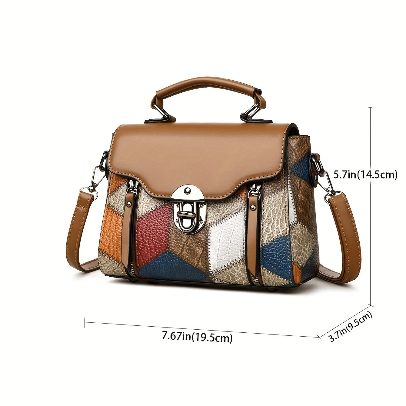 Retro Diamond Pattern Handbag Crossbody Shoulder Bag Vintage Flair Handbags