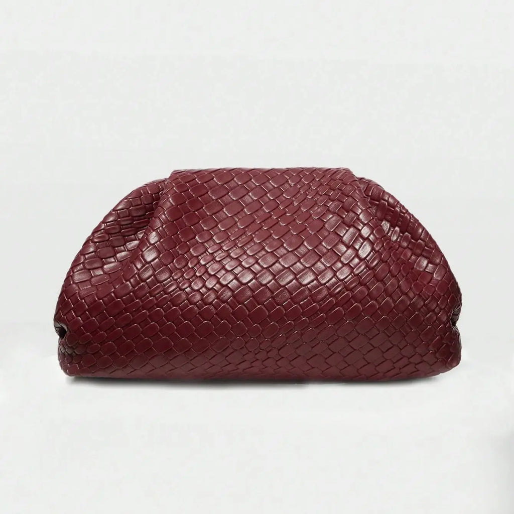 High end retro solid color woven embossed handbag large capacity cloud bag