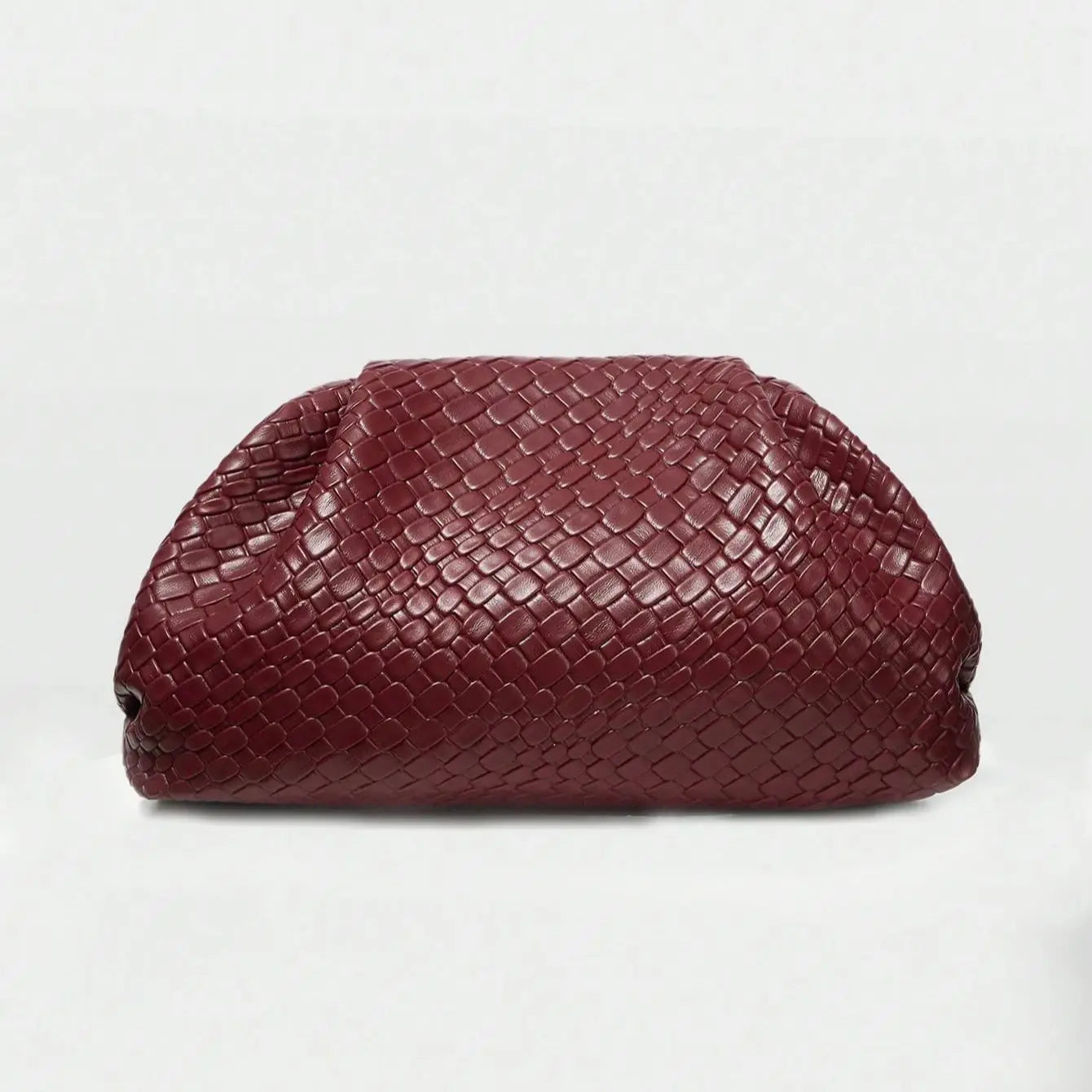 High end retro solid color woven embossed handbag large capacity cloud bag