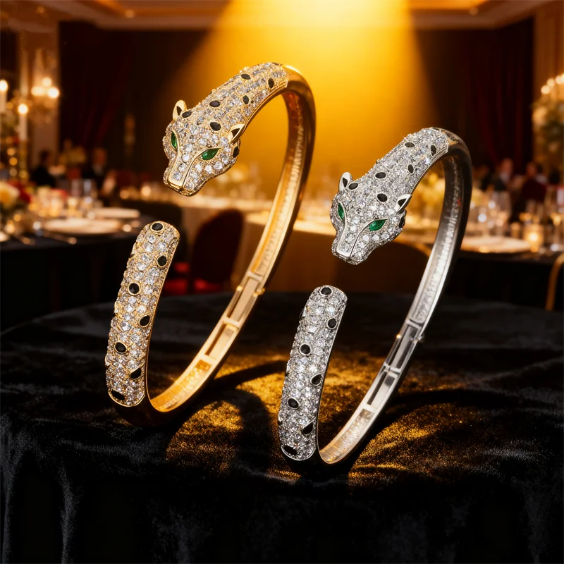 Fashion Design Zinc Alloy Leopard Head Barcelet