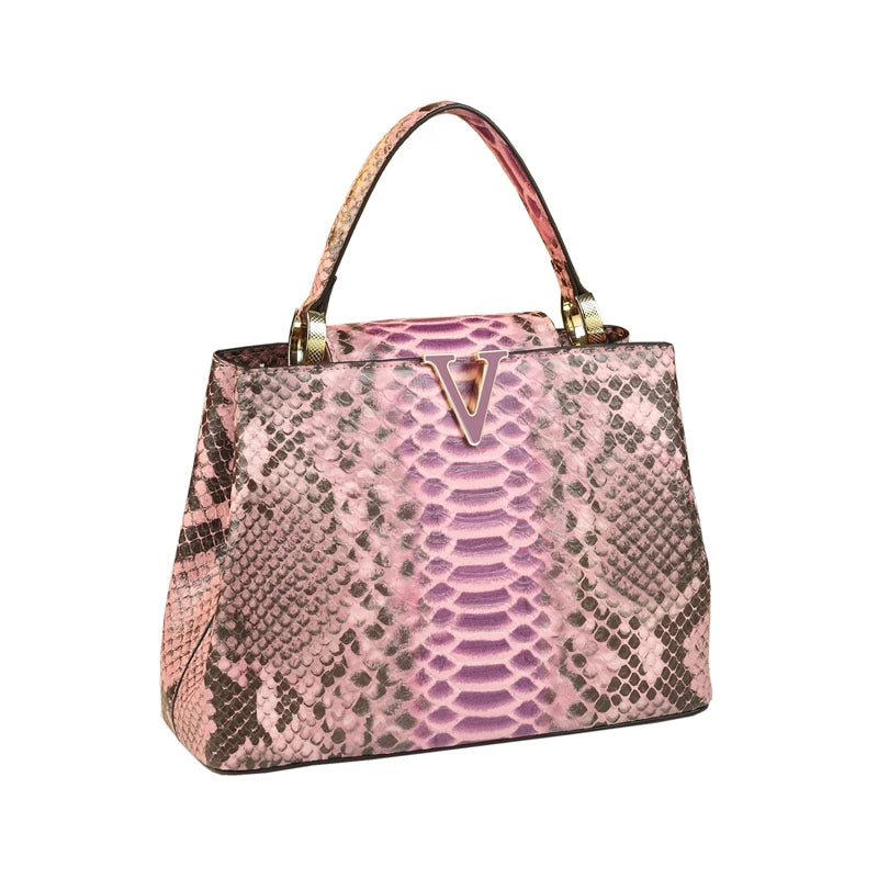 Fashionable Bucket Bag Leather Snake Pattern Shoulder Bag
