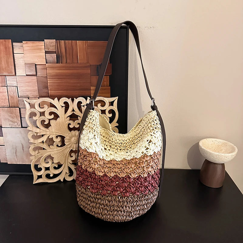 Straw Woven Summer Bohemian Crochet Shoulder Bag