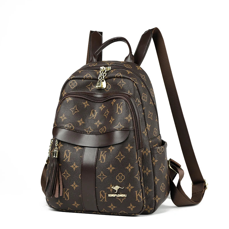 Backpack Designer High Quality Pu Leather Luxury Printed Tassels Large Capacity