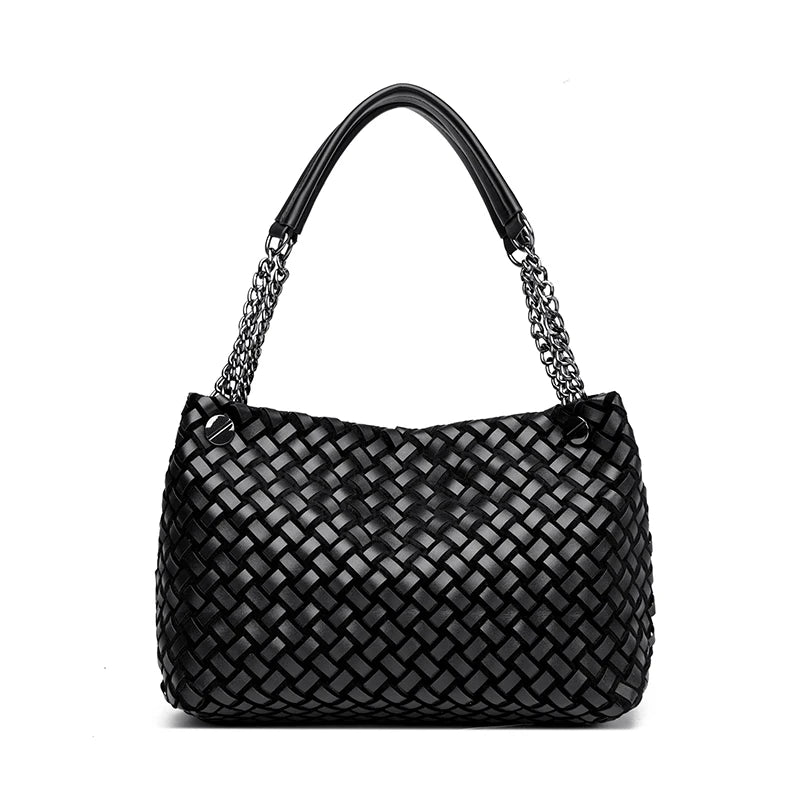 High Quality Chain Woven Soft Pu Leather Women's Tote Bag