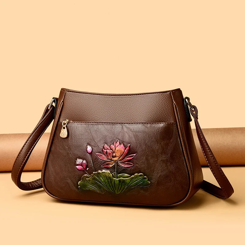 Fashion Luxury Women Tote Bags Designer Flower PU Leather Shoulder Crossbody Bag