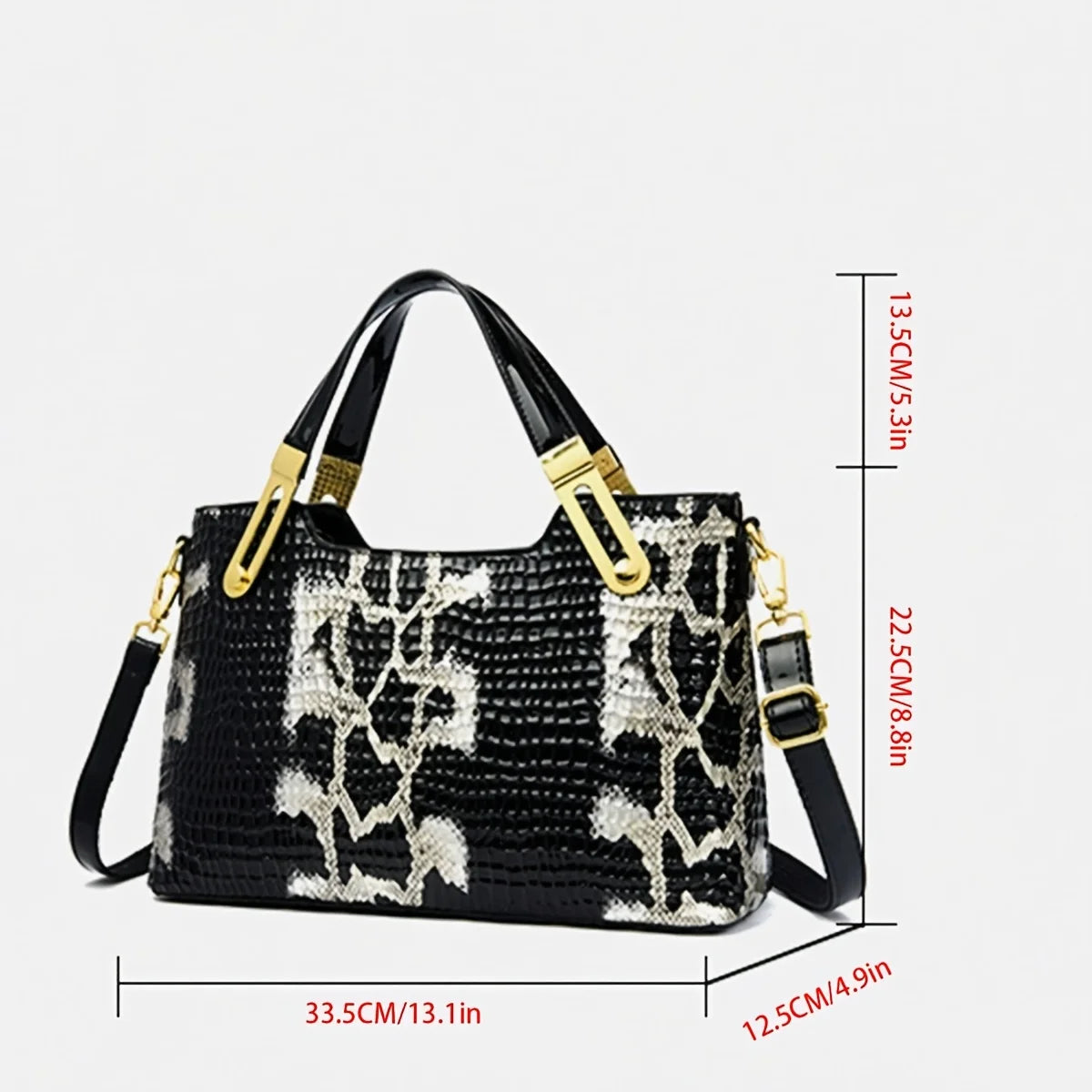 Luxury Fashion Snake Pattern Soft Leather Large Capacity Bag