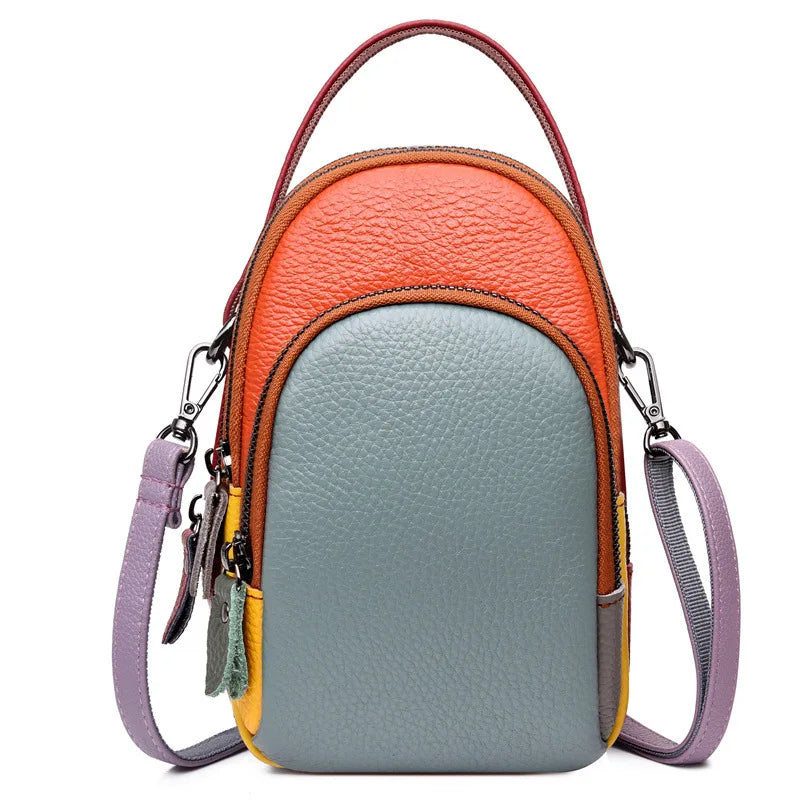 Leather mobile phone pocket change collector color head layer cowhide casual bag