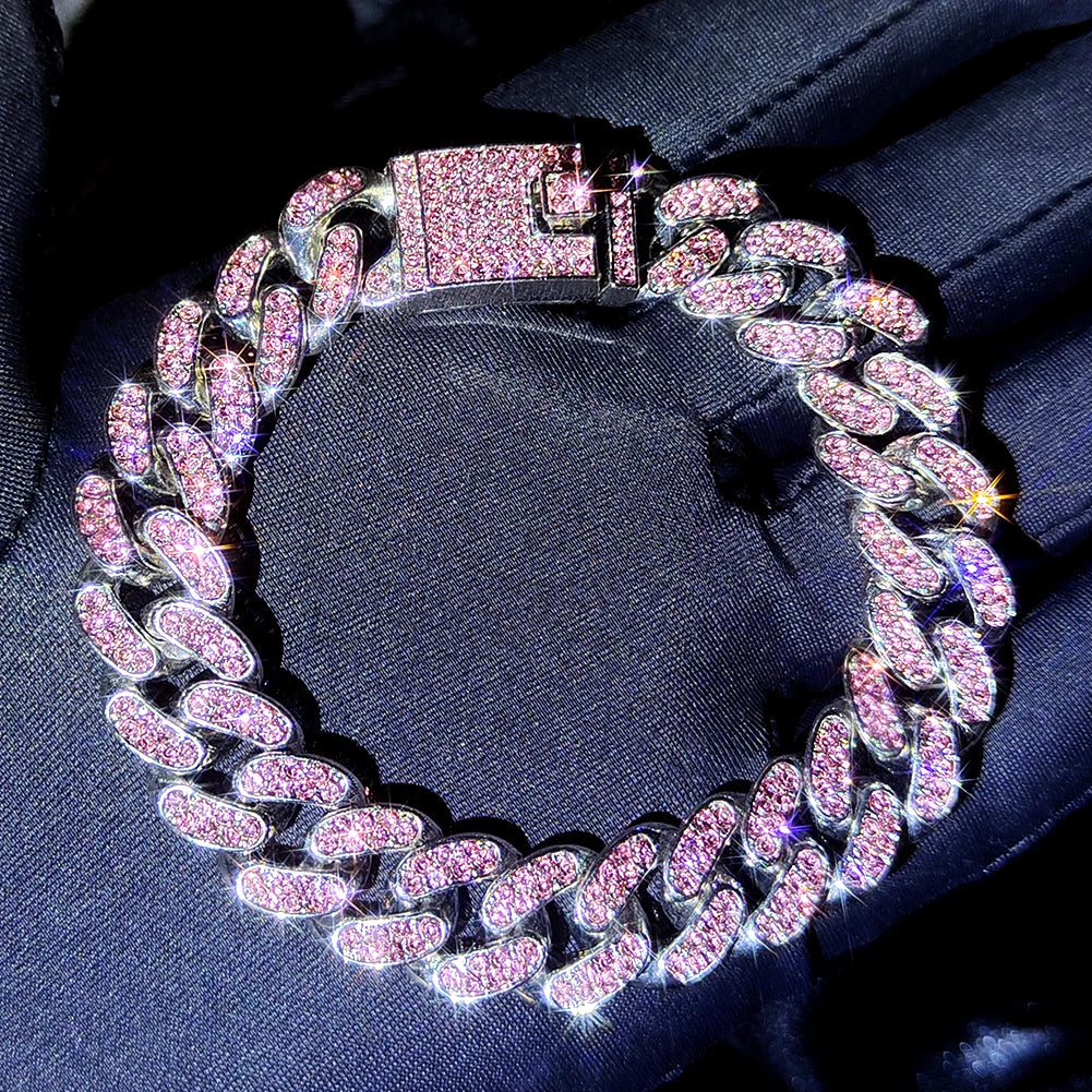 Iced Out Pink Crystal Bracelet Jewelry