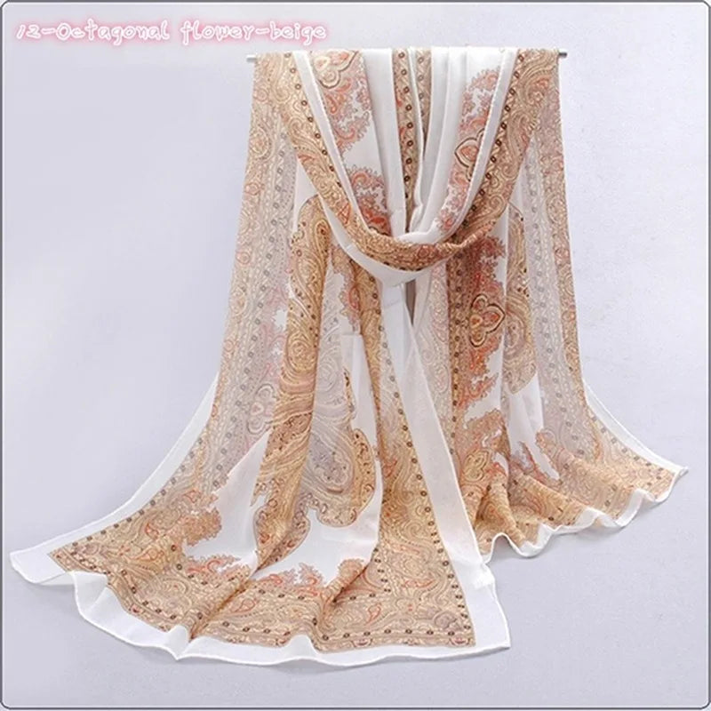 Chiffon Scarf Butterflies Branch Pattern Versatile Elegant