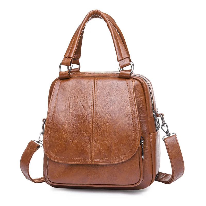 Trendy Multi functional Handheld Shoulder Bag Versatile Soft Leather Bag