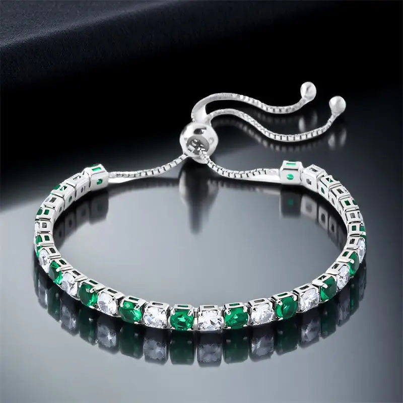 Multicolor Crystal Rainbow Zircon 4mm Round Stone Tennis Bracelets For Women