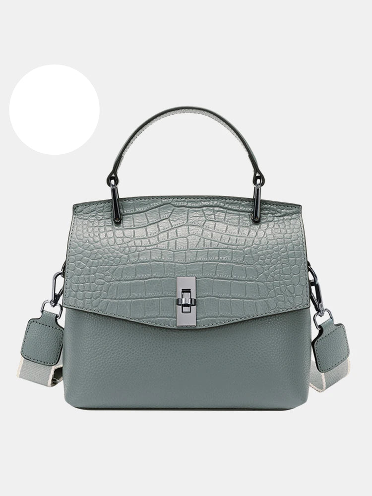 Zency Genuine Leather Women's Handbag Stone Vintage Tote Bag Luxury Brand Female Crossbody Spring Fashion Lady Shoulder Satchel