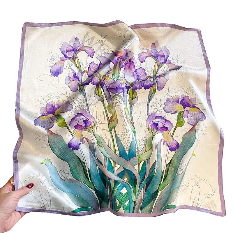 100% Silk Scarf For Women Shawls Wraps Floral Neck Scarf