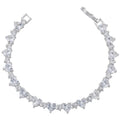 18K Gold-Plated Copper Luxury Tennis Bracelet Heart-Shaped CZ Diamond-Set Bracelet