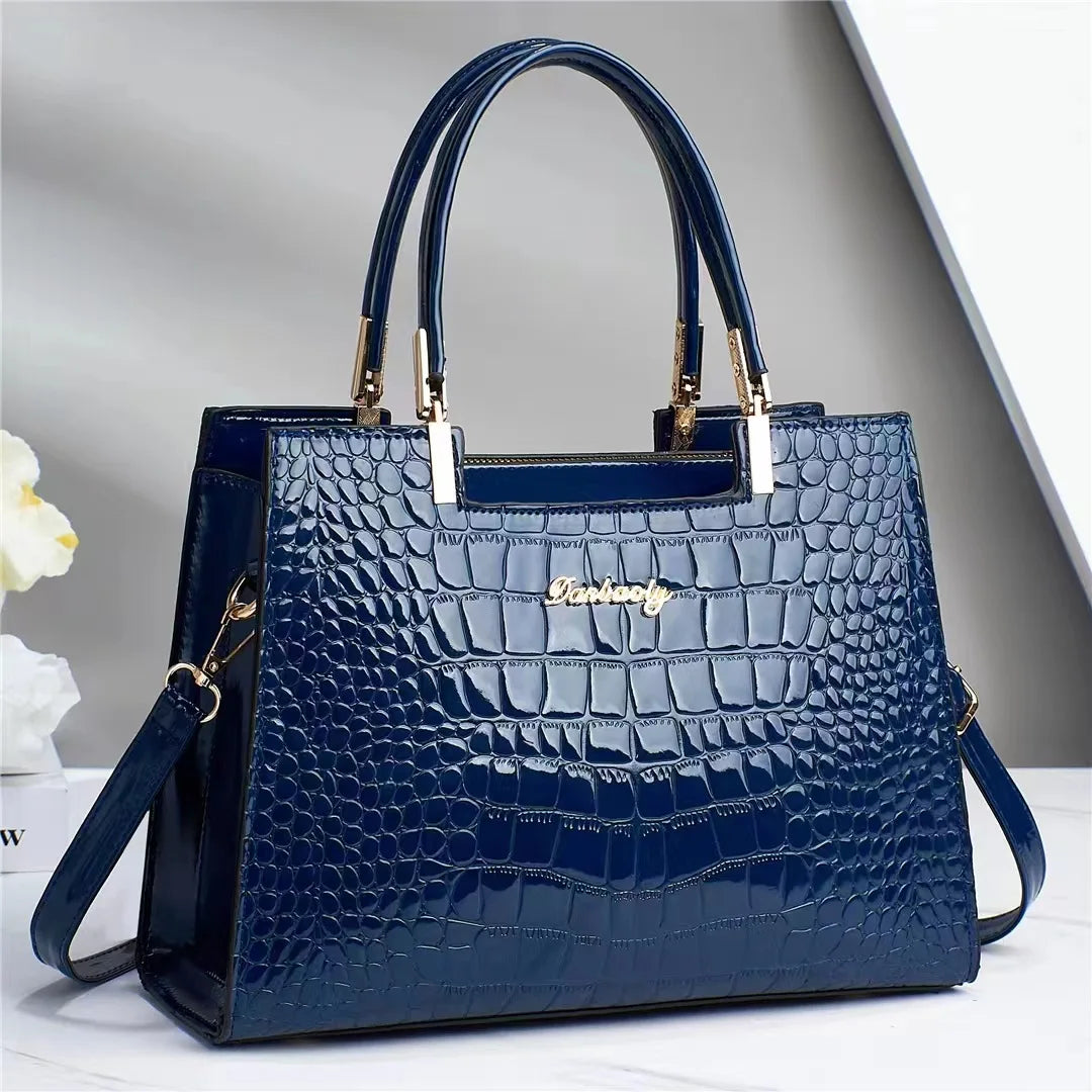 Luxury Patent Leather Handbags High-end Crocodile Pattern