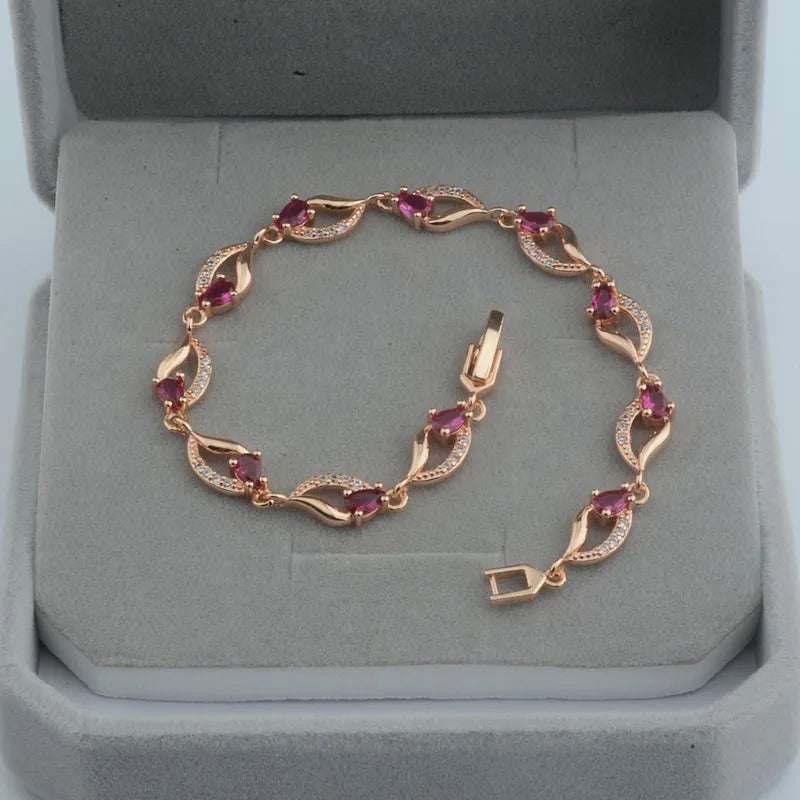 2 Color Rose Gold Color Green Pink Zircon Stone Jewelry