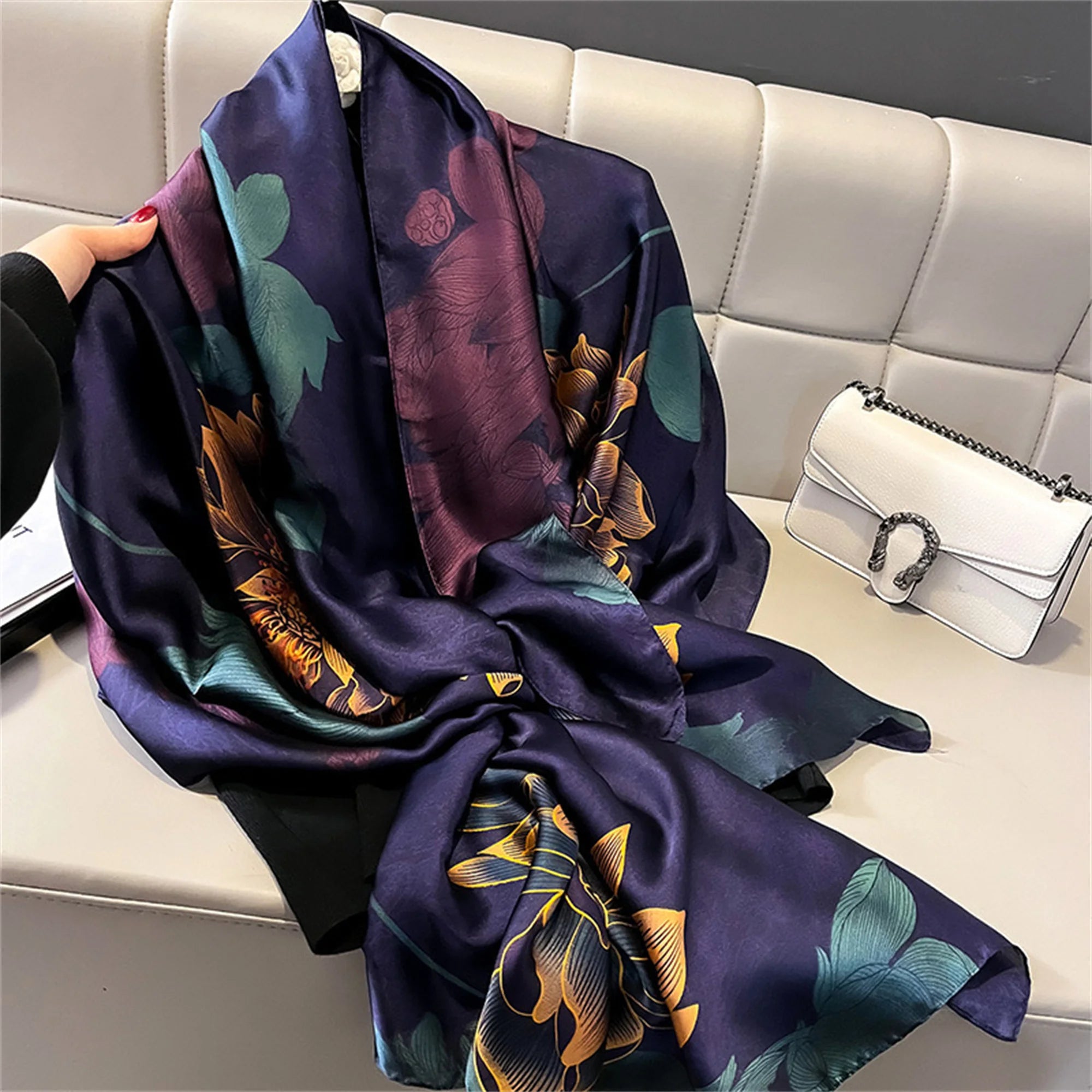 180*90cm Luxury Brand Women Scarf Summer Silk Shawl Lady Wrap Soft Design