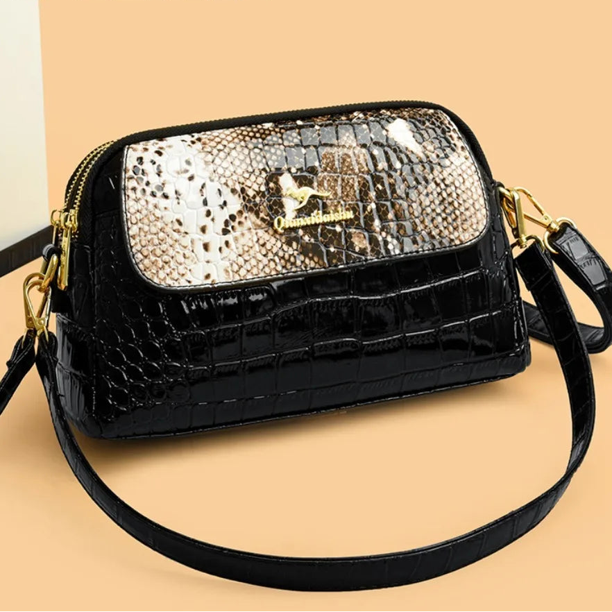 Luxury Snake Pattern Crossbody Bags Fashion Patent Leather