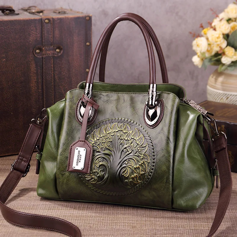 Faux Leather Boston Bag Classic Handbag Vintage Luxury Bag