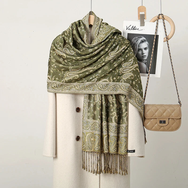Paisley Embroidery Retro Cashew Cotton Scarf Wraps