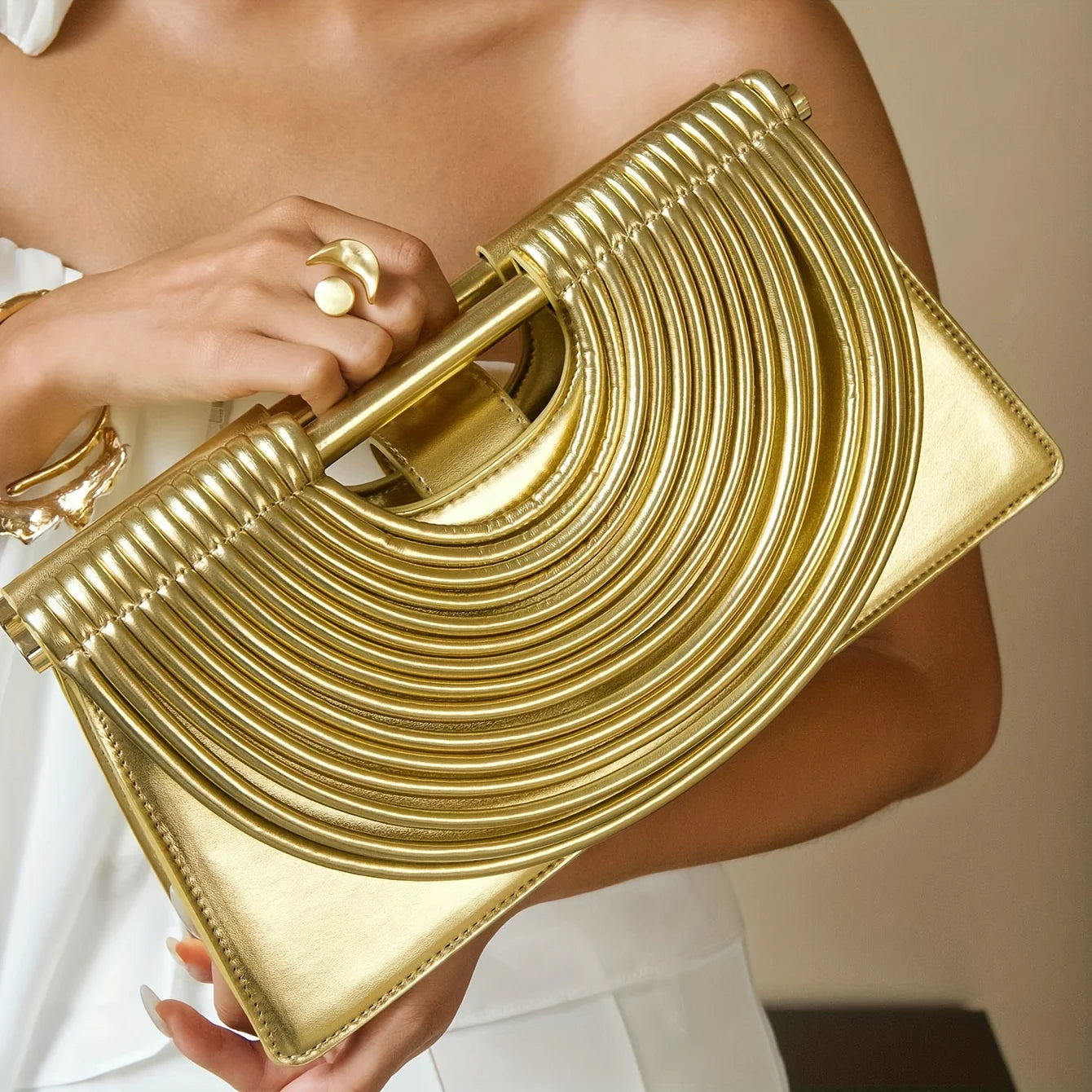 Luxury Design Handwoven Leather Evening Clutch Bag
