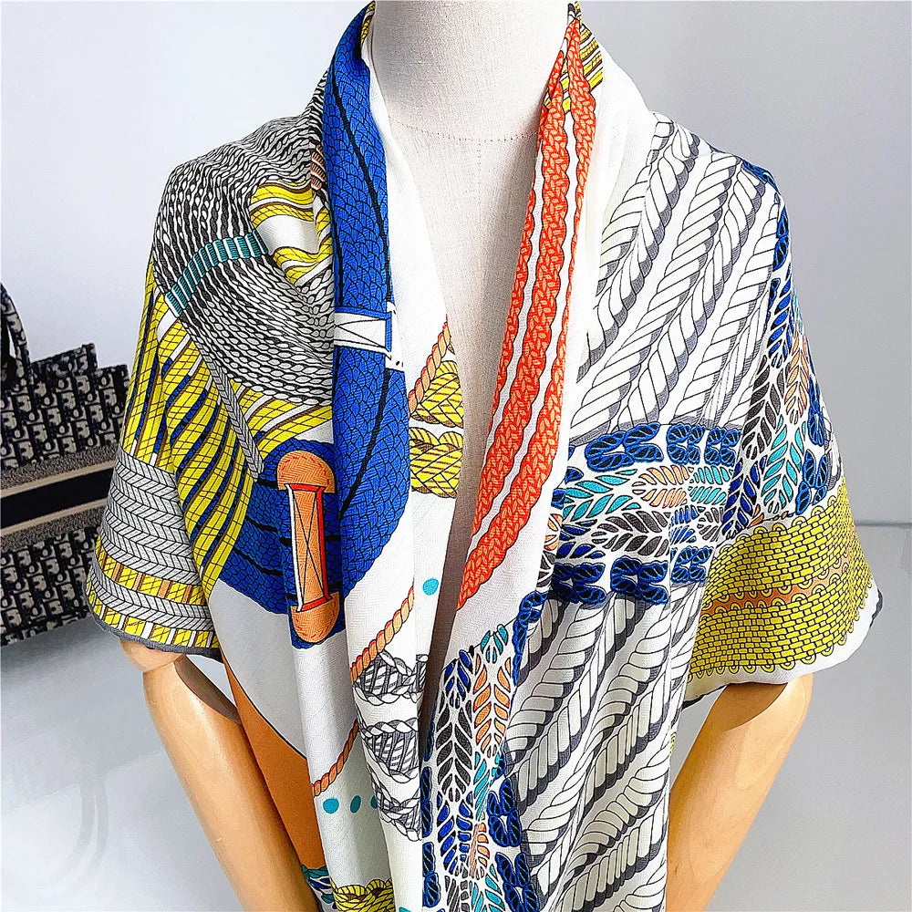 Elegant Faux Silk Wool Scarf 130x130cm Smooth Soft Large Gift Ladies Warm Wrap