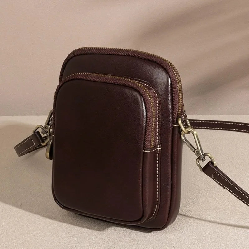 Genuine Leather Handbag Trendy Small Bag Vegetable Tanned Cowhide Bag
