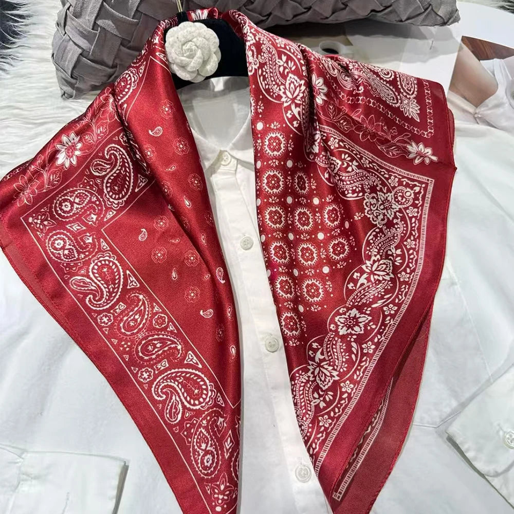 100% Silk Small Square Scarf Neckerchief for Women