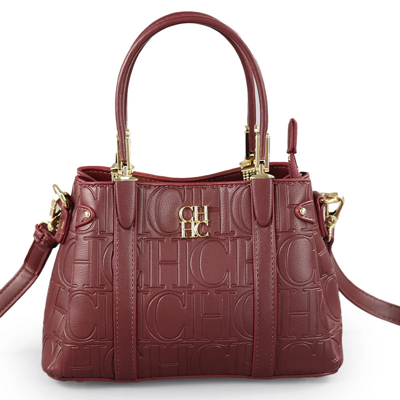 Fashion Embossed Handbag Luxury PU Leather Top Handle Bag