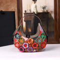 High-end leather retro hand-stitched woven crossbody bag
