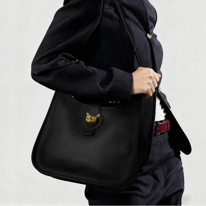 Natural Cattle Leather Bucket Bag Versatile & Chic