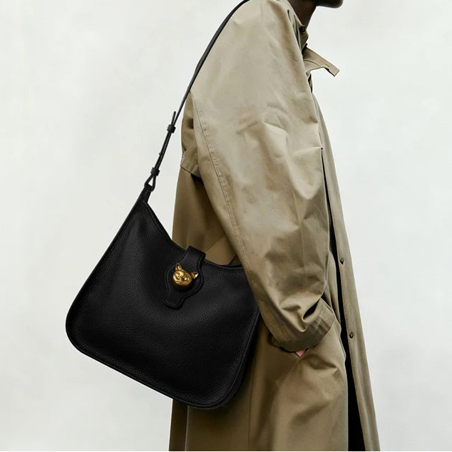 Natural Cattle Leather Bucket Bag Versatile & Chic
