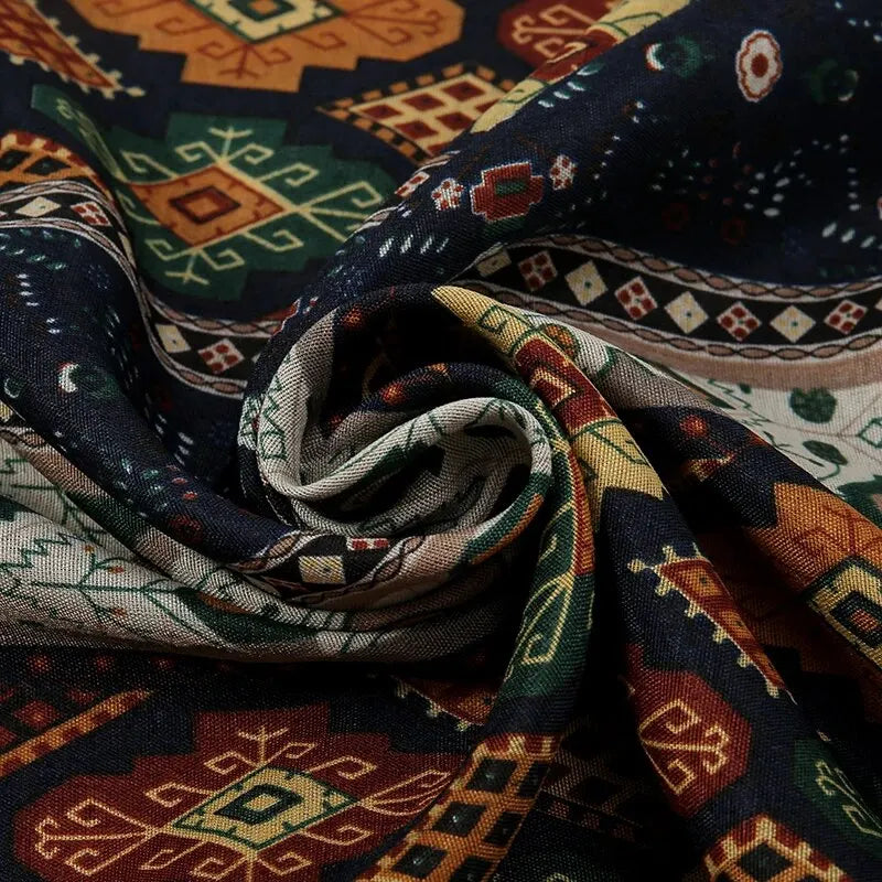 Artistic Printing Geometry Tassel Scarf Luxury Fashion