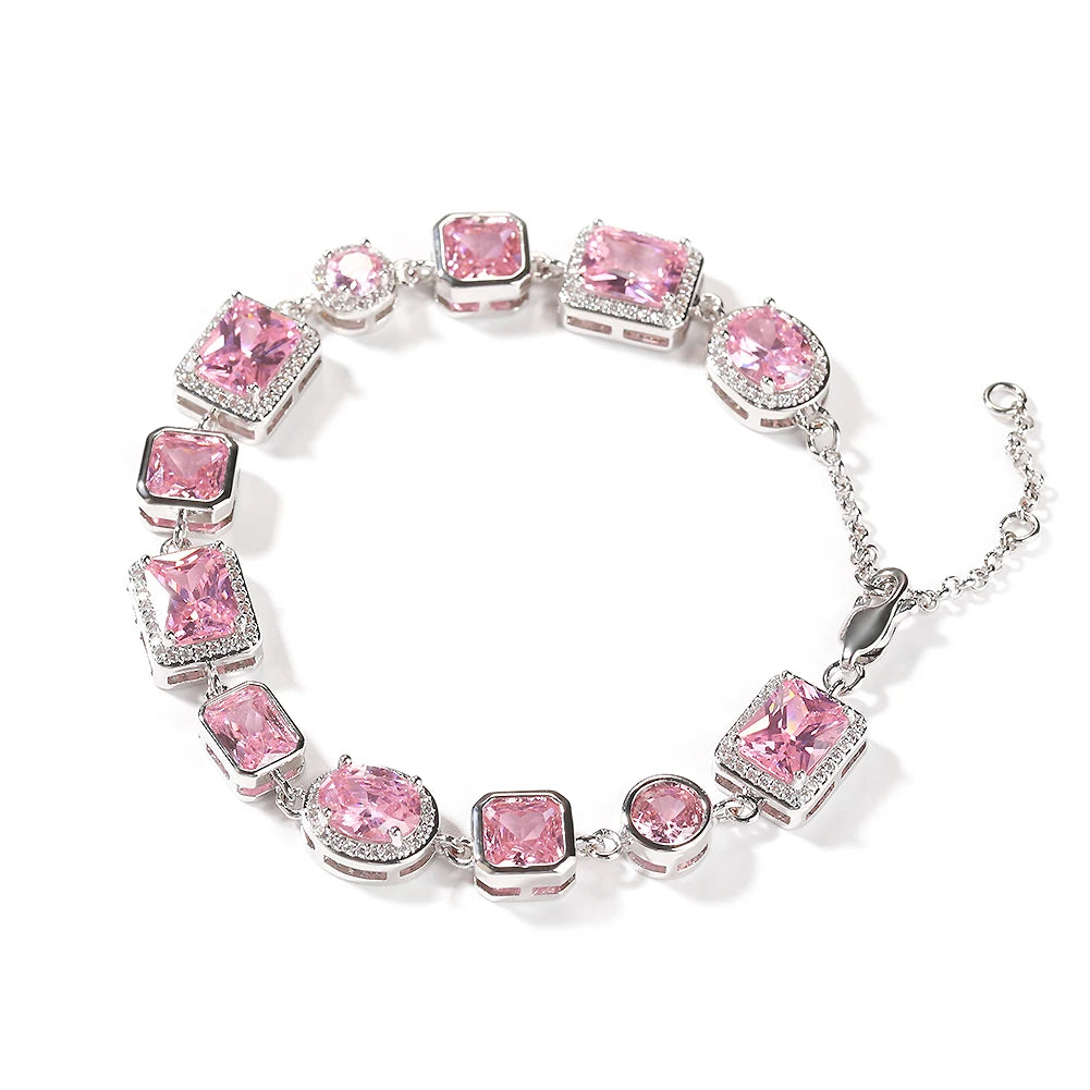 Charming Pink Cubic Zircon Bracelet Fine Luxury Jewelry