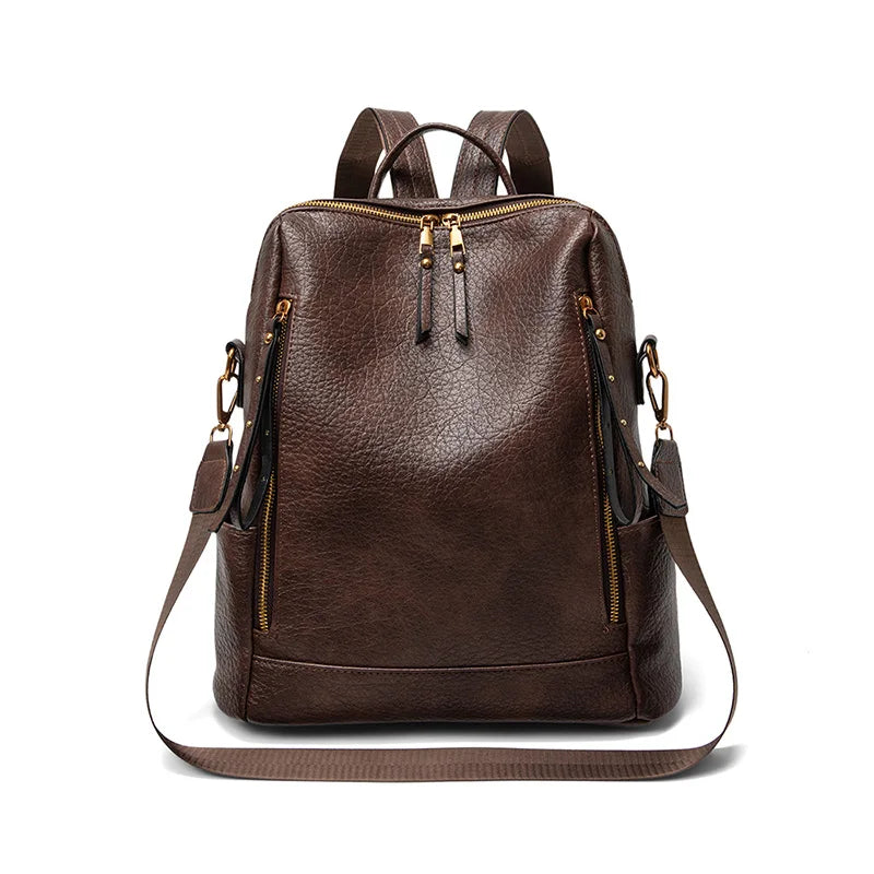 Vintage Top Quality Leather Backpacks Large Capacity