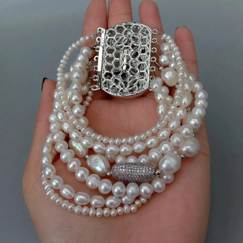 Classic style 7 Strands Natural Freshwater Pearl Bracelet