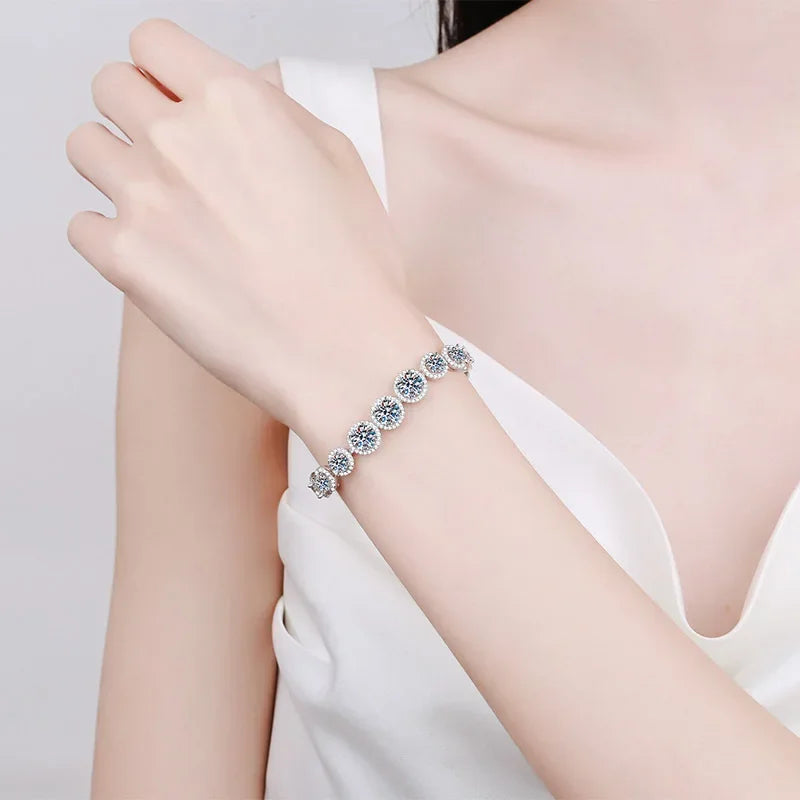 Moissanite Tennis Bracelet S925 Sterling Silver White Gold Plating Jewelry