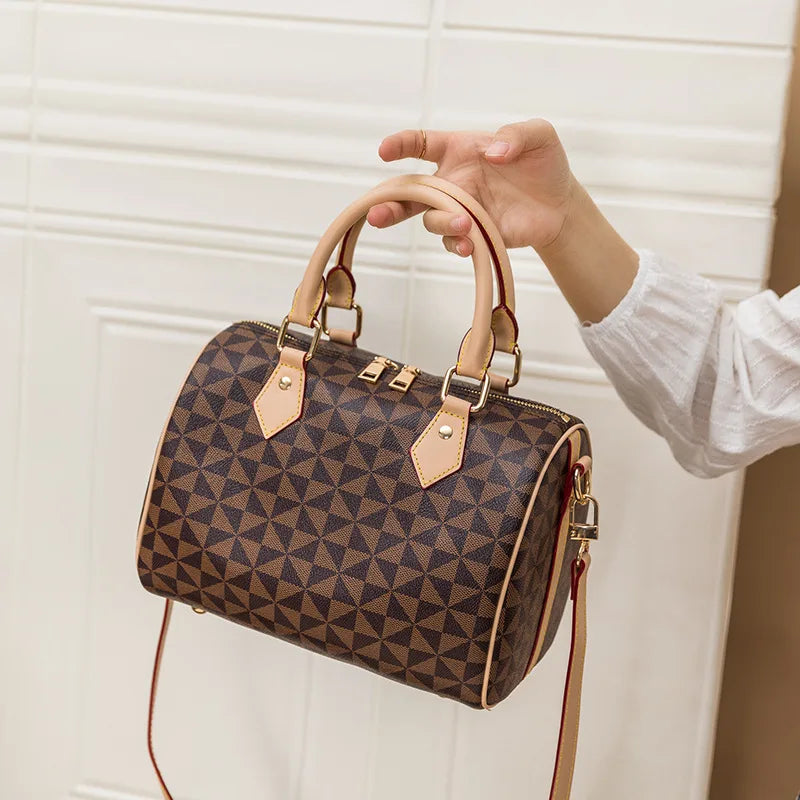 Women's Boston Pillow Bag Simple Versatile Crossbody Bag Flower Handbag