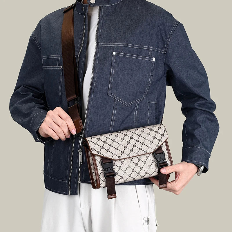 Men's Crossbody Fashion Business PU Leather Shoulder Bag