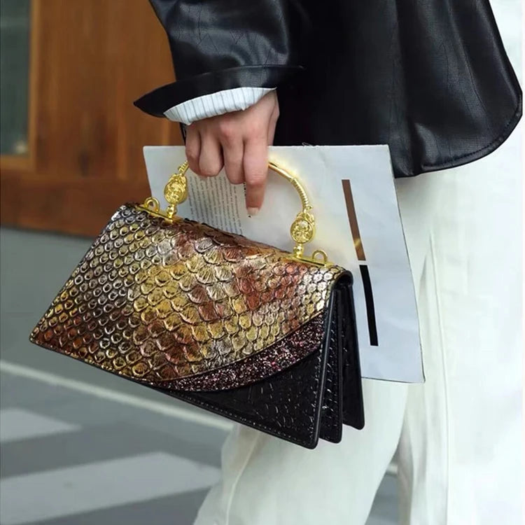 Luxury Design Dragon Scale Crocodile Print Shoulder Bag