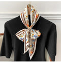 Fashion Headbands Women's Flower Print Lightweight Scarf Streamer Soft Satin Neckerchief