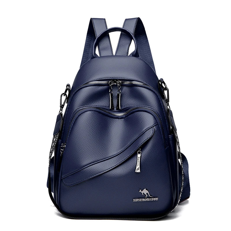 Fashion Backpack Women Shoulder Bag Soft Leather Rucksack