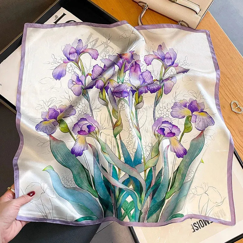 100% Silk Scarf For Women Shawls Wraps Floral Neck Scarf