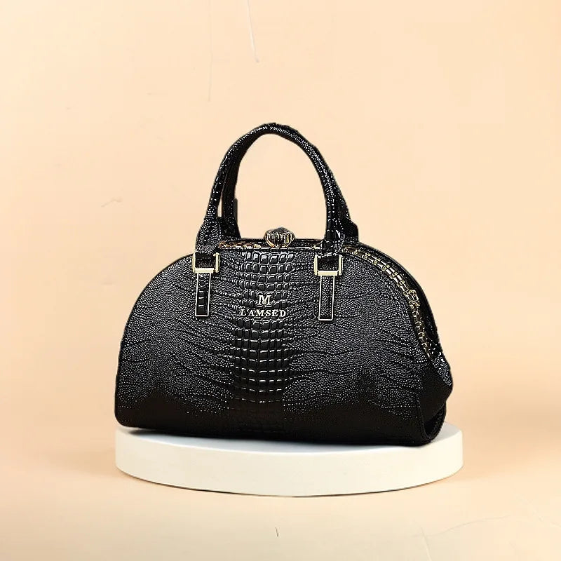 Women's Fashion Crocodile Pattern Shoulder Crossbody Bag Retro Shell Handbag